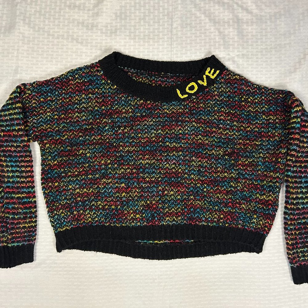 Upcycled Pride Knit Cropped Sweater with Hand stitching M (no tag)